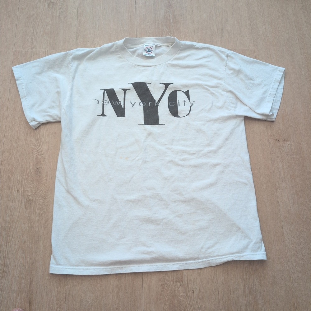 VTG NYC New York City Graphic T-Shirt Mens Medium White Tee